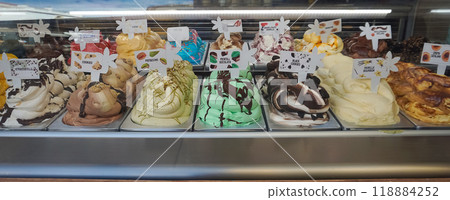 Different flavors of italian ice cream at Spain Different flavors of italian ice cream at Spain 118884252