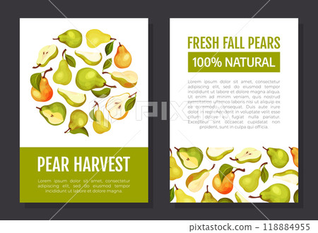 Fresh Pear Fruit Banner Design with Garden Crop Vector Template 118884955