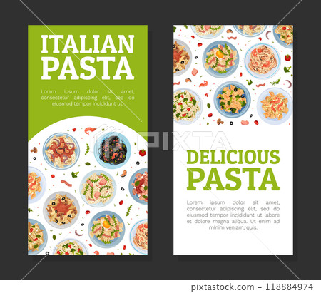 Pasta Dish Food Banner Design with Plate Serving Vector Template Pasta Dish Food Banner Design with Plate Serving Vector Template 118884974
