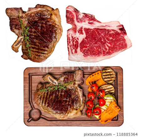 Set of isolated Club Beef steak 118885364