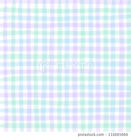 Blue Purple Green Gingham Check Hand Drawn Pattern Background Overlay 118885668