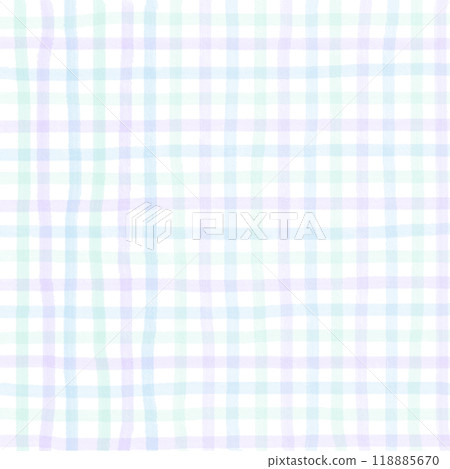 Blue Purple Green Gingham Check Hand Drawn Pattern Background Overlay 118885670