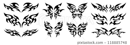 Neo tribal y2k tattoo, celtic gothic body ornaments in neotribal style 118885748