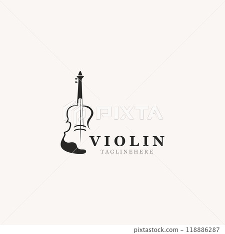Classic violin instrument, vintage violin orchestra music design template 118886287