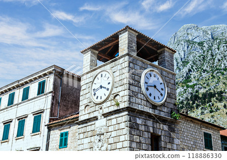 View of the Clock Tower of the old town of Kotor, Montenegro View of the Clock Tower of the old town of Kotor, Montenegro 118886330