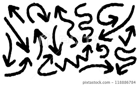 A collection of hand-drawn arrows in various directions. creative illustration A collection of hand-drawn arrows in various directions. creative illustration 118886784