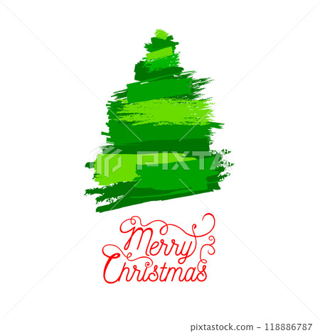 Christmas tree brush strokes. hand drawing. Not AI, Vector illustrations 118886787