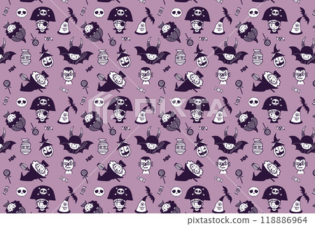 Halloween children's costume pattern, monochrome, purple Halloween children's costume pattern, monochrome, purple 118886964