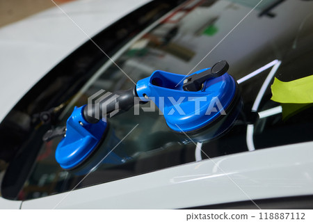 Installing windshield on a car with automotive design 118887112