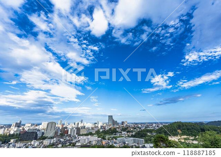 從仙台市青葉區仙台城跡（青葉城）俯瞰仙台市的秋天 118887185