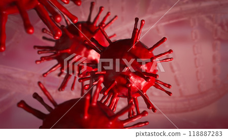 The virus image for sci or medical concept 3d rendering. The virus image for sci or medical concept 3d rendering. 118887283