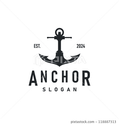 Marine ship vector anchor logo simple minimalist design anchor illustration simple marine symbol template 118887313