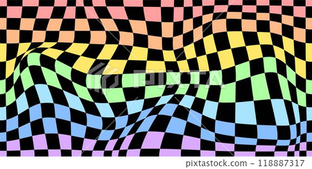 Psychedelic checkerboard rainbow Psychedelic checkerboard rainbow 118887317