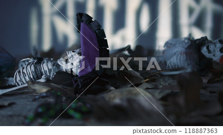 Skeleton On The Ground For Halloween Spooky 118887363
