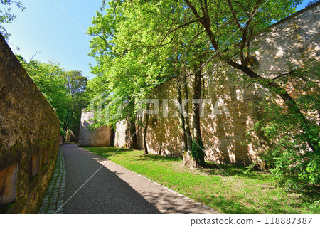 Metz, France. The ramparts of Fort Bellecroix along the Seille River on May 11, 2024. 118887387