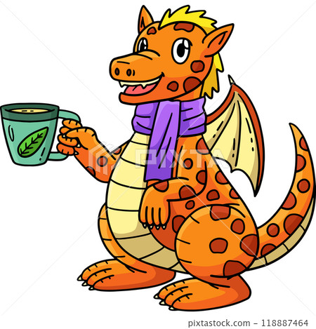 Dragon with Tea Colored Cartoon Colored Clipart Dragon with Tea Colored Cartoon Colored Clipart 118887464