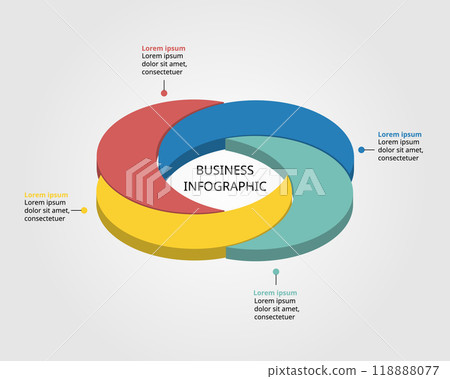 flower with circle shape template for business infographic for presentation for 4 element 118888077