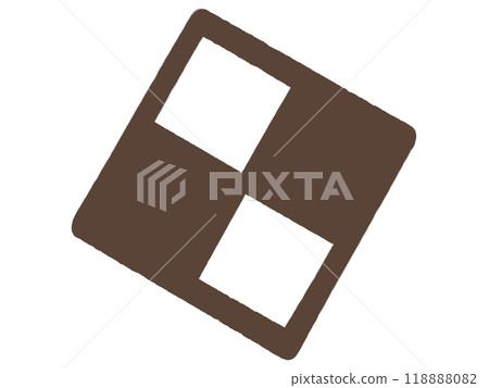 Simple two-color square chocolate cookie icon illustration material 118888082