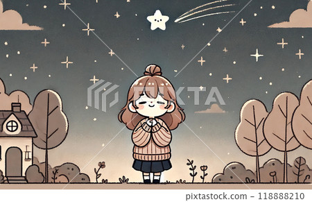 Girl wishing upon a star Girl wishing upon a star 118888210