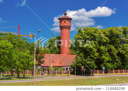 Red Brick Water Tower in Swinoujscie, Poland Red Brick Water Tower in Swinoujscie, Poland 118888298