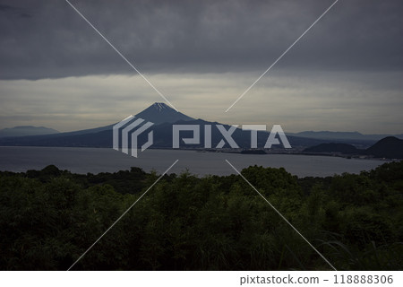 Mount Fuji in early summer as seen from Numazu City in the evening 118888306