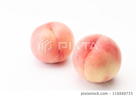 Two peaches on a white background 118888733