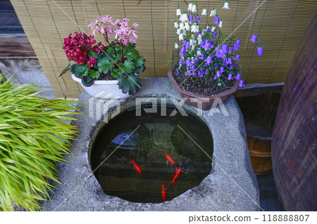Flowers and goldfish on the porch 118888807