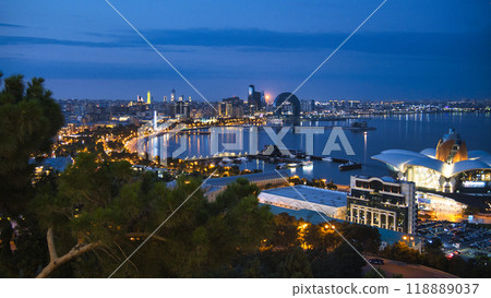 View of the old city of Baku from Highland Park 118889037
