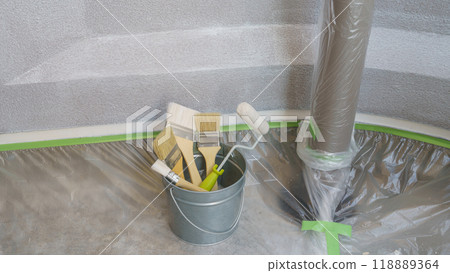 用遮蔽劑固化保護外牆塗料 118889364