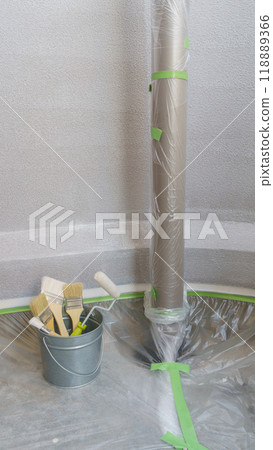 用遮蔽劑固化保護外牆塗料 118889366