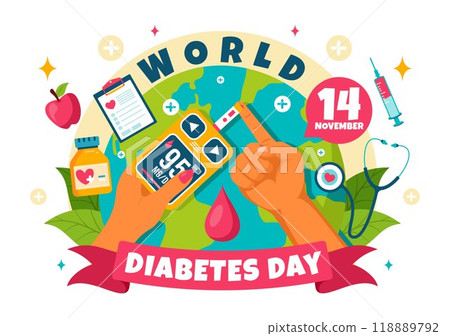 World Diabetes Day Vector Illustration on 14 November with Doctors Testing Blood for Glucose and Measuring Sugar in a Flat Style Cartoon Background World Diabetes Day Vector Illustration on 14 November with Doctors Testing Blood for Glucose and Measuring Sugar in a Flat Style Cartoon Background 118889792