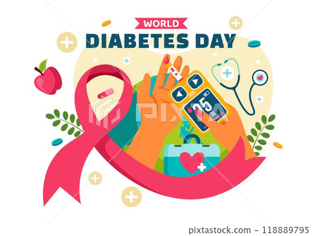 World Diabetes Day Vector Illustration on 14 November with Doctors Testing Blood for Glucose and Measuring Sugar in a Flat Style Cartoon Background 118889795