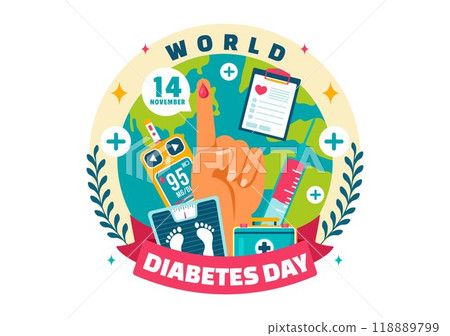 World Diabetes Day Vector Illustration on 14 November with Doctors Testing Blood for Glucose and Measuring Sugar in a Flat Style Cartoon Background 118889799
