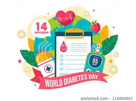 World Diabetes Day Vector Illustration on 14 November with Doctors Testing Blood for Glucose and Measuring Sugar in a Flat Style Cartoon Background 118889801