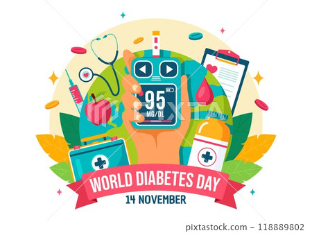 World Diabetes Day Vector Illustration on 14 November with Doctors Testing Blood for Glucose and Measuring Sugar in a Flat Style Cartoon Background 118889802