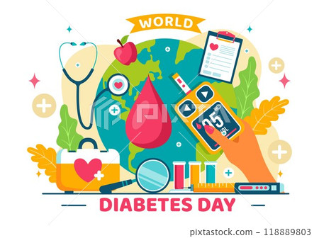 World Diabetes Day Vector Illustration on 14 November with Doctors Testing Blood for Glucose and Measuring Sugar in a Flat Style Cartoon Background 118889803