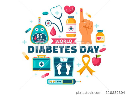 World Diabetes Day Vector Illustration on 14 November with Doctors Testing Blood for Glucose and Measuring Sugar in a Flat Style Cartoon Background 118889804