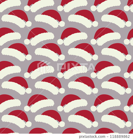 Santa caps Seamless pattern. Christmas or New Year greeting wallpaper or background texture concept 118889862