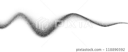 Grain wave gradient texture. Black stipple flow line background. Dotted undulate sand backdrop with speckles, particles, granules. Grunge noise dot work wallpaper for banner, poster, overlay. Vector Grain wave gradient texture. Black stipple flow line background. Dotted undulate sand backdrop with speckles, particles, granules. Grunge noise dot work wallpaper for banner, poster, overlay. Vector 118890392