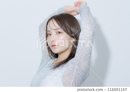 Young woman with Korean style makeup and clothes Young woman with Korean style makeup and clothes 118891187