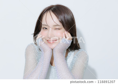 Young woman with Korean style makeup and clothes 118891207