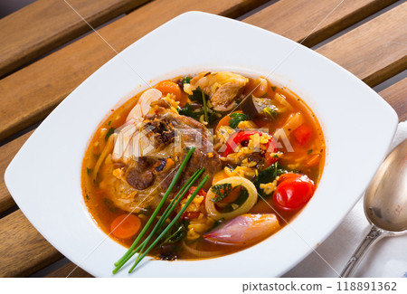 Traditional Georgian soup Kharcho Traditional Georgian soup Kharcho 118891362