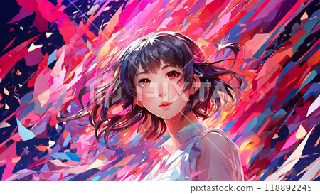 色彩繽紛的圖案和美麗的女孩 118892245