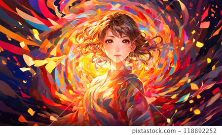 Colorful pattern and beautiful girl - Stock Illustration [118892252 ...