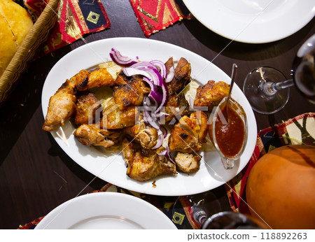 fried pork shashlik fried pork shashlik 118892263