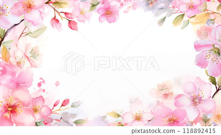 櫻花水彩插圖框架 118892415