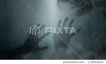 Shade of zombie hands on dark background. The hand appearing to be devil, evil, satan, or monster hands Shade of zombie hands on dark background. The hand appearing to be devil, evil, satan, or monster hands 118892626