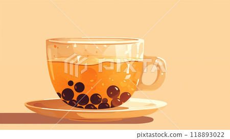 一杯美味的奶茶插画 118893022
