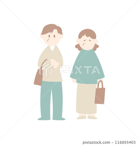 Illustration of a senior couple enjoying shopping Illustration of a senior couple enjoying shopping 118893403