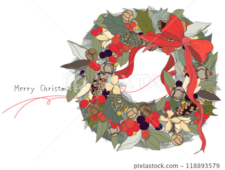 Chic and stylish Christmas wreath illustration 118893579